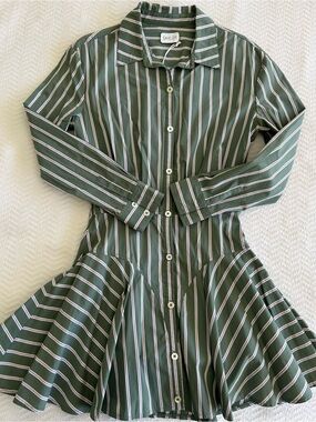 SAYLOR Naeem Dress Olive Green Striped Button-Front